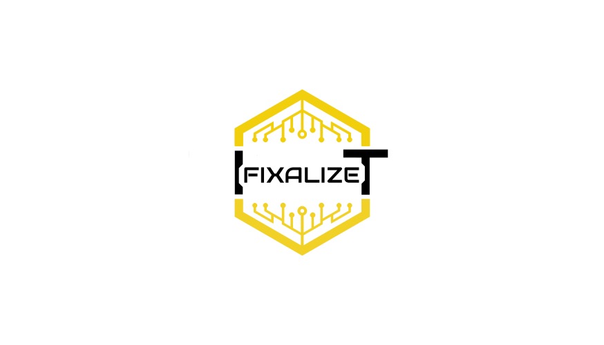 A logo featuring a yellow hexagon with circuit patterns and the word "FIXALIZE" in bold black letters across the center. The letter "T" is prominent, extending outside the hexagon. The background is white.